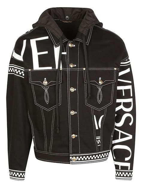 versace jacket black gold|Versace denim jacket women's.